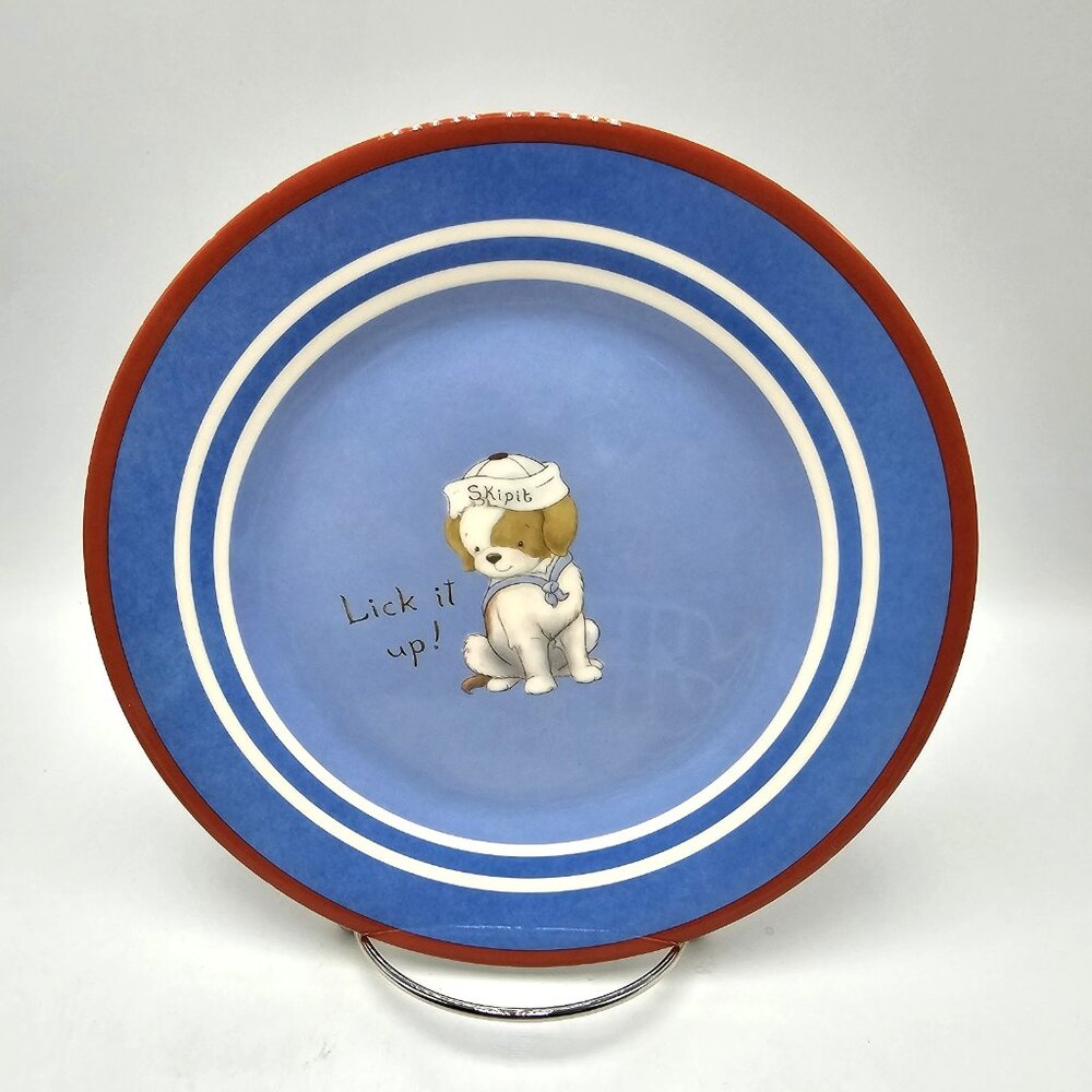 Skipit Dog Plate Bunnies by the Bay Sailor Blue Melamine 2014 Bunny Kids